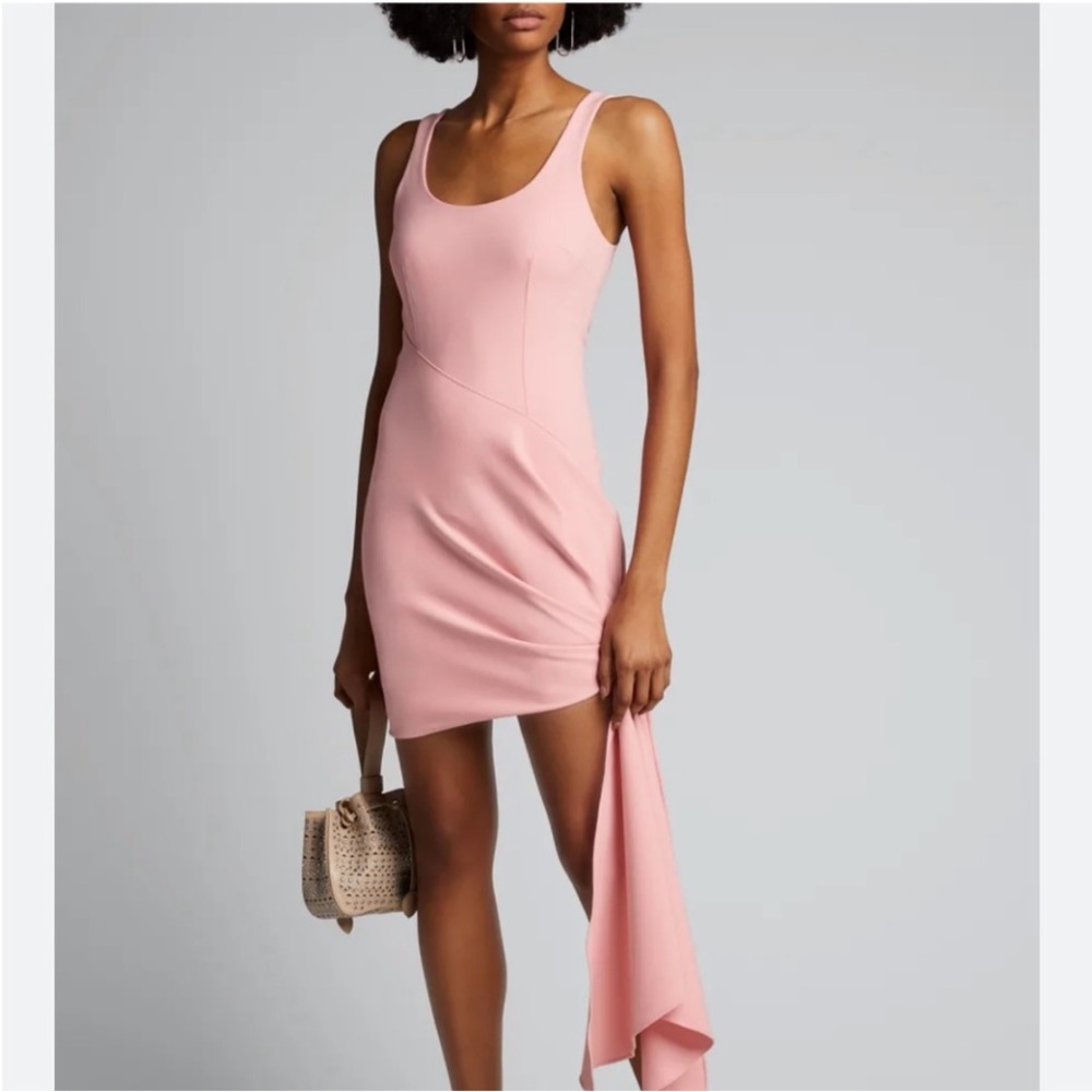 Cinq a Sept Pink Asymmetrical Ribbed Bodycon Dress